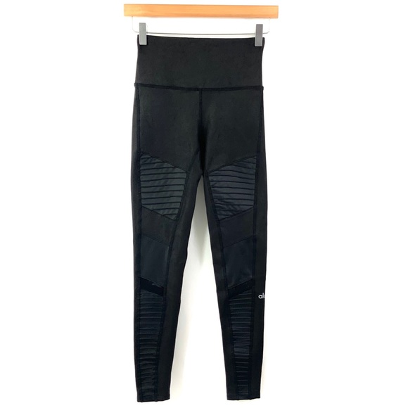 ALO Yoga Other - ALO Yoga Black Moto Leggings Sheer & Faux Leather